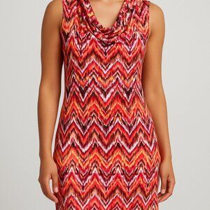 Prelude Multicolor Chevron Print‎ Cowl Neck Dress